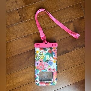 Rifle Paper Co. Pink Floral Waterproof Phone Pouch with Strap